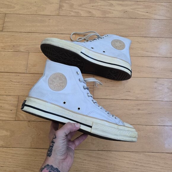 Converse Other - Converse | Chuck 70 monochrome white leather hi-top sneakers | MENS 8